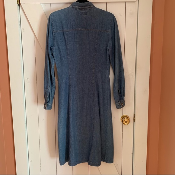 Vintage Denim Maxi Dress Button Down Perfect Western Dress 100% Cotton - Picture 12 of 14
